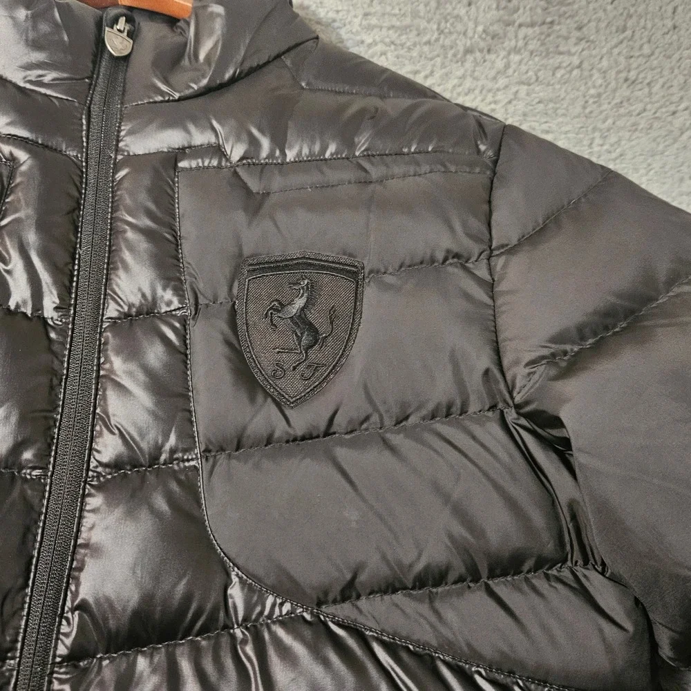 Puma Scuderia Ferrari Jacket Mens Small Black Down Puffer Full Zip F1 Racing Car